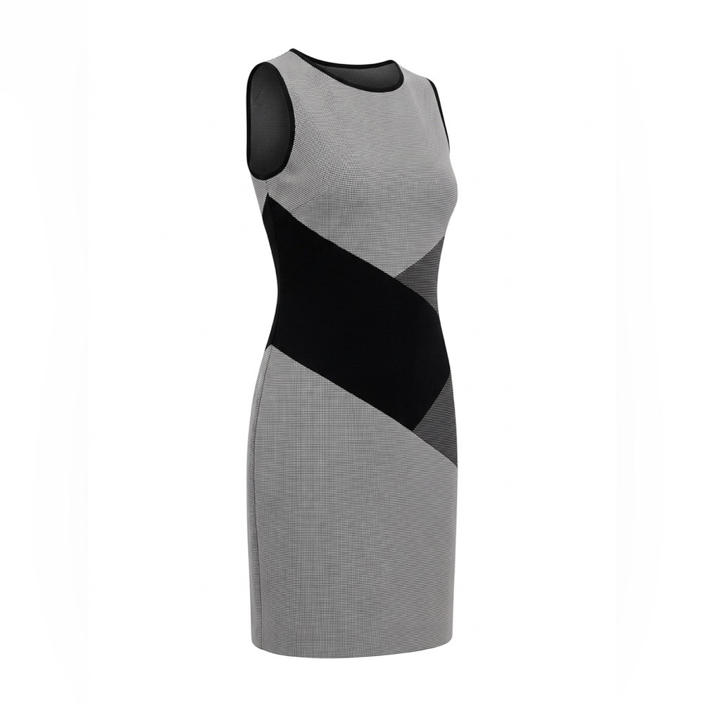 Chic Sleeveless Black and Gray Midi Dress
